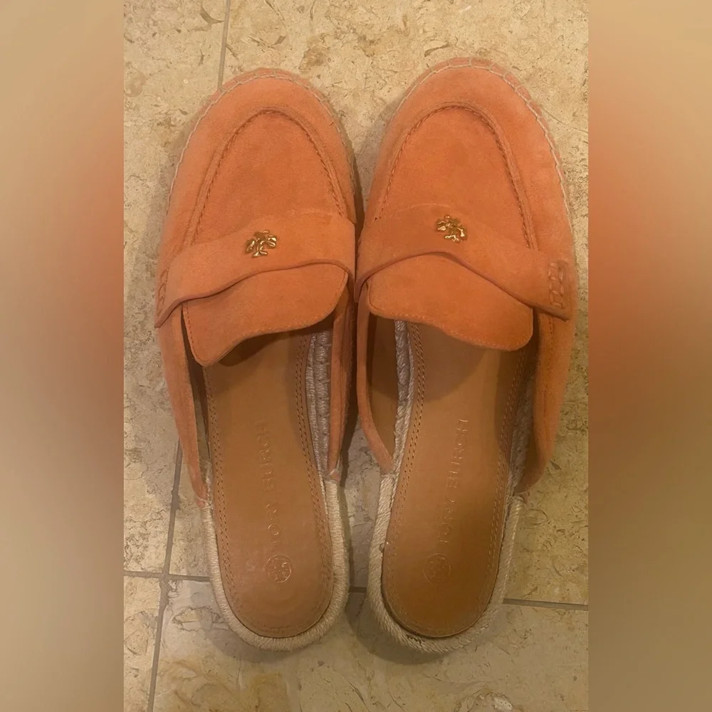 Tory Burch Orange Suede Seaside Espadrille Mule (#87637) Size 10 w/ Dust Bag